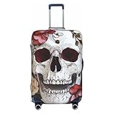 JTNWEC Reisegepäckhülle mit floralem Totenkopf-Druck, personalisierbar, elastischer...