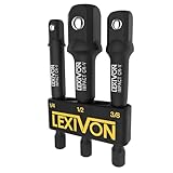 LEXIVON Stecknuss Adapter bit set (3 teiliges 7.5cm lang) 6.35 | 9.5 | 12.7mm für...