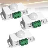 3 Stück Koerper Infrarot PIR Sensor, DC 12V 24V Infrarot Sensor Schalter Automatik, Bewegungsm...