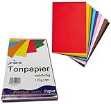 Brigamo 200 Blatt Tonpapier Bastelpapier A4 Farbig Sortiert 130 g / qm