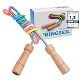 KLEINTOBER premium Springseil Kinder Hüpfseil Set Seil mit Mitteverstärker 220cm verstellbar...