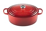 Le Creuset Signature Gusseisen-Bräter mit Deckel, Ø 33 cm, Oval, Für alle Herdarten und Induktion...