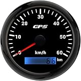 85mm Geschwindigkeitsmesser Boot GPS Tacho Kilometerzähler 0-60Km/H Wasserdichter IP67 7-Farben...