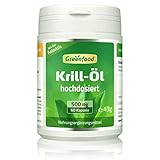 Greenfood Krill-Öl, 500 mg, 60 Kapseln, hochdosiert - reich an EPA und DHA - für Herz, Sehkraft...