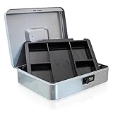 BITUXX Geldkassette 30 cm groß flach abschließbar Münz Geld Zählbrett Kasse hellgrau 300mm (mit...
