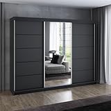 A&J MöbelLand Schwebetürenschrank VILANO 2 Kleiderschrank 3-türig 200 cm mit Spiegel, 4...