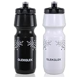 GLEKGLEK Fahrrad Trinkflasche 750ml BPA frei für Rennrad Gym Sport 2er Pack (Schwarz & Weiß)