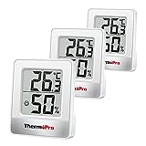 ThermoPro TP49W-3 digitales Mini Thermo-Hygrometer Thermometer Raumthermometer 3 er innen Temperatur...