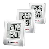 ThermoPro TP49W-3 digitales Mini Thermo-Hygrometer Thermometer innen Raumthermometer 3 er Temperatur...