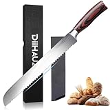 DiiHAUZZ Brotmesser, 20cm Scharfes Brotmesser mit Wellenschliff, Profi Brotschneidemesser aus...