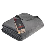 Ibena Malaga Bio Wolldecke 150x200 cm – 100% Baumwolle, Made in Germany, Baumwolldecke dunkelgrau