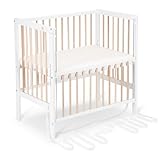 FabiMax Baby Beistellbett für Boxspringbett Flex Weiß/Natur, stufenlos höhenverstellbar,...