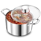 TEAMFAR Kochtopf, 20cm Topf Induktion aus 3-Lagen Edeastahl, 3,3L Nudeltopf Fleischtopf mit...