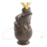 com-four® Wasserspeier Froschkönig, Brunnenfigur aus Gusseisen im Frosch-Design mit goldfarbener...