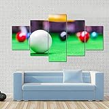 Leinwanddrucke,5 Stück Snookerkugeln Auf Dem Snookertisch Leinwand Malerei Moderne Modulare Bild...