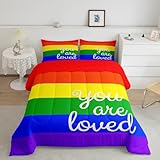 jejeloiu LGBTQ Bettwäsche-Set, Queen-Size-Größe, Regenbogenfarben, rechteckig, Stolz, Liebe,...