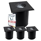 SSC-LUXon JUAVI 4er Set Bodeneinbauleuchte aussen IP67 - Bodenstrahler schwarz matt 230V befahrbar...