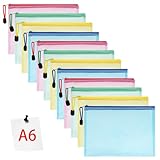 Vicloon Dokumententasche A6, 12 Stücke Zip Tasche, bunte wasserdichte Dokumententasche mit...