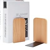 KCatsy Buchstützen Holz 2 Stück (1 Paar) Buchenholz 17 x 12 x 10,5 cm - Bookends Buchstütze Holz...