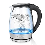 Fourward Glas Wasserkocher, 2300W, 1.8 Liter mit Led Blau Licht, 100% BPA Frei, Trockenaufschut, 5...