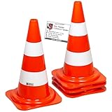 UvV 4 x 50 cm Leitkegel Warnleitkegel Pylon 1,2 kg schwer 500 mm Verkehrshütchen Kegel Orange mit 2...