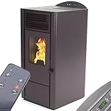 Pelletofen 9,5kW Pelletkamin 56300 Pelletheizung Kaminofen A+ Holzofen Glastür AWZ...