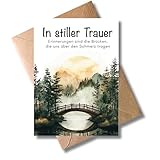 WBdesignz Trauerkarte Brückenmotiv mit Umschlag – „In stiller Trauer – Erinnerungen sind die...
