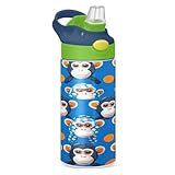 JUMBEAR Dumb and Cute Monkey Kinder-Wasserflasche, 350 ml, isolierte Sport-Wasserflasche mit...
