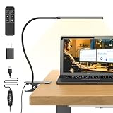 Mojimdo Schreibtischlampe 77 LED mit Fernbedienung [Beeindruckende Lichtleistung] 40CM Klemmlampe, 3...