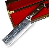 Stallion Damastmesser Ironwood Nakirimesser 17,5 cm - Messer aus Damaststahl mit Griff aus Eisenholz...