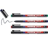 edding 141 F Permanenter Folienschreiber - 4er-Set - 4 Farben - Rundspitze 0,6mm - zum Schreiben auf...