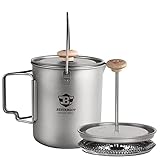 Bestargot French Press Titan Camping Kaffeekocher, 750ml max Titan Topf Becher Tasse für Outdoor &...