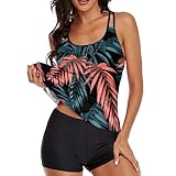 Generisch 2024 - Tankini-Badeanzug für Damen, Blumenmuster, Zweiteiliger Badeanzug, Bademode,...