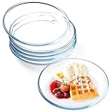NUTRIUPS 6er Set 20.3cm, Klarglas Teller, 6er-Set Gehärtete Glasteller, Mikrowellen- und...