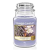 Yankee Candle Duftkerze im Glas (groß), Lavender Vanilla, Kerze mit langer Brenndauer bis zu 150...