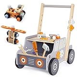 Labebe Lauflernwagen Holz, Werkzeugbank für Kleinkinder, hölzerne Lauflernhilfe für Jungen und...