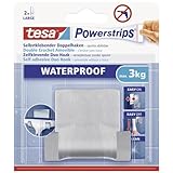 tesa Powerstrips Doppelhaken Waterproof Zoom - selbstklebender Haken für Dusche und Bad, groß -...
