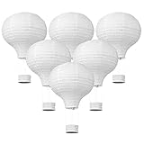 6x Heißluftballon Papierlampion Lampions Deko Ballon Lampenschirm Papier Dekoration Set Weiß für...