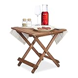 Relaxdays Klapptisch aus Holz, für Wohnzimmer, Balkon & Terrasse, tragbar, stabil, Beistelltisch...