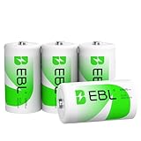 EBL D Akku 10000mAh, Wiederaufladbare D Zelle NI-MH Batterie 4 Stück mit Aufbewahrungsbox, Mono D...