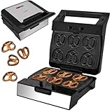 Syntrox Mini Brezel Maker mit Wechselplatten, Edelstahl, schnelles Aufheizen, Antihaftbeschichtet,...