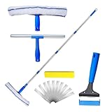 ZHUMCCY Abzieher Für Die Fensterreinigung,Teleskopischer Drehbarer Handschrubber - Fensterglas...