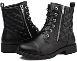 todaysunny Stiefeletten Damen Schnürstiefel Springerstiefel Schwarz Leder Wasserdichte Stiefeletten...