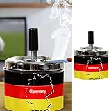 Drehaschenbecher Deutschland mit schwarz rot gold Dekor | 9x7cm Metall | Aschenbecher mit...