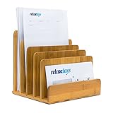 Relaxdays Dokumentenhalter Bambus, 5 Fächer, Prospekte, Zeitschriften, Briefablage, HBT: ca. 23 x...