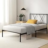 Zinus Elias Bett 90x200 cm – 30 cm hoch – Metallbettgestell mit Kopfteil – Metallbett mit...