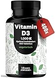 Vitamin D3 1000 IE hochdosiert - 400 Tabletten - Vitamin D Unterstützung für Immunsystem &...