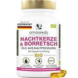 Nachtkerze & Borretschöl BIO | Kaltgepresst | 14,5% Gamma-Linolensäure | 90 pflanzliche Kapseln,...