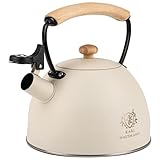 KARL HAUSMANN Wasserkessel Induktion - 2.5L - Cremig Teekessel mit Automatischer Pfiff - Edelstahl...