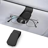 JOYIT Brillenhalter für Auto, Echt Leder Sonnenbrillenhalter Auto, Magnetische Brillenhalterung...